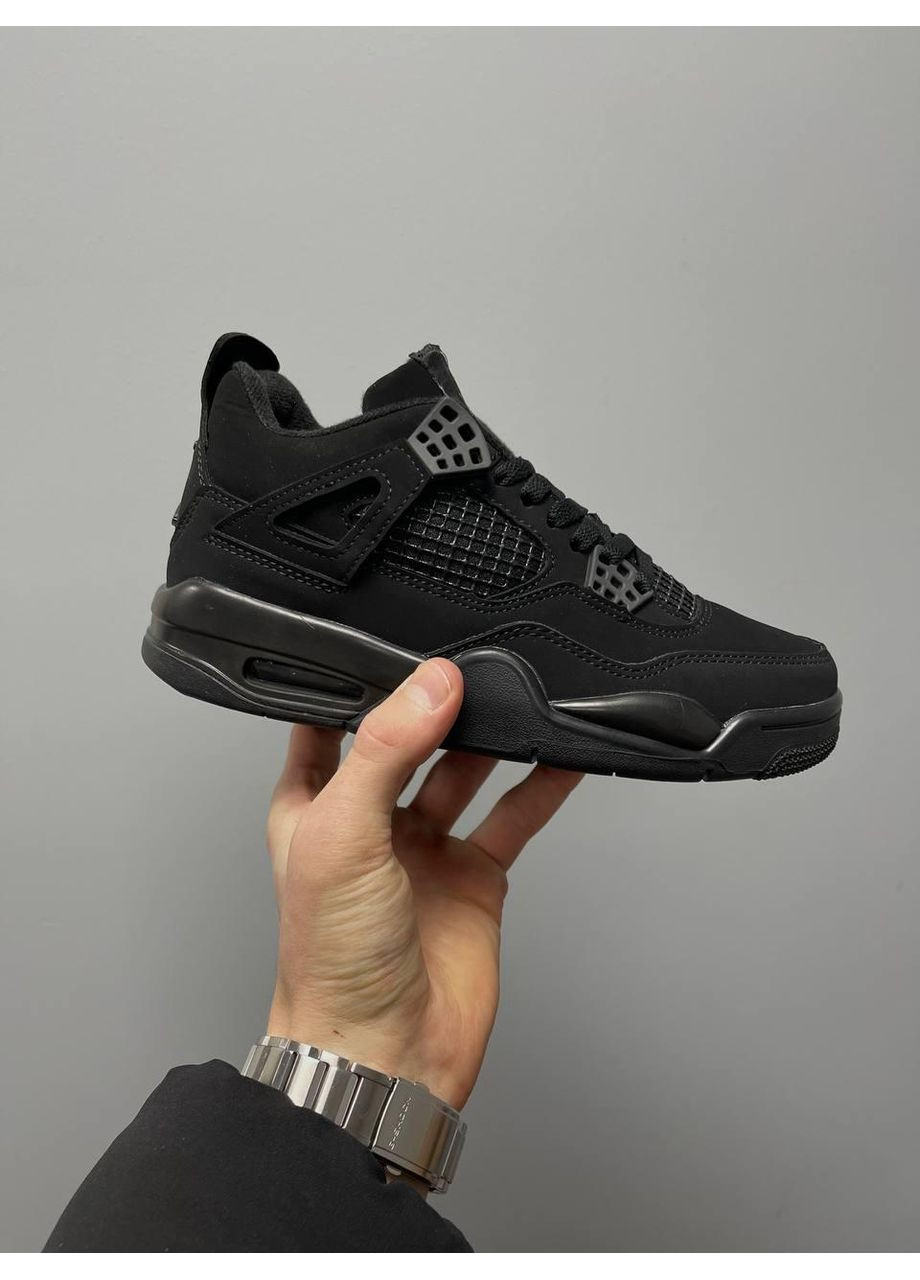 КРОСІВКИ ЖІНОЧІ NIKE AIR JORDAN 4 RETRO ALL BLACK НАЙК АІР ДЖОРДАН No Brand чорні демісезони (368888128)