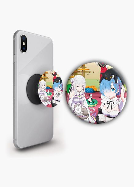 Держатель для телефона PopSockets Аниме Жизнь в альтернативном мире с нуля #019 Черный No Brand (304503100)