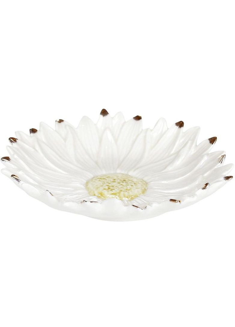 Подставка для украшений Хризантема фарфоровая белая с золотыми элементами для хранения драгоценностей блюдце Bona (368986357)