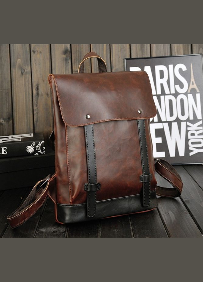 Мужской городской рюкзак стильный ранец эко кожа коричневый Eton (333342980)