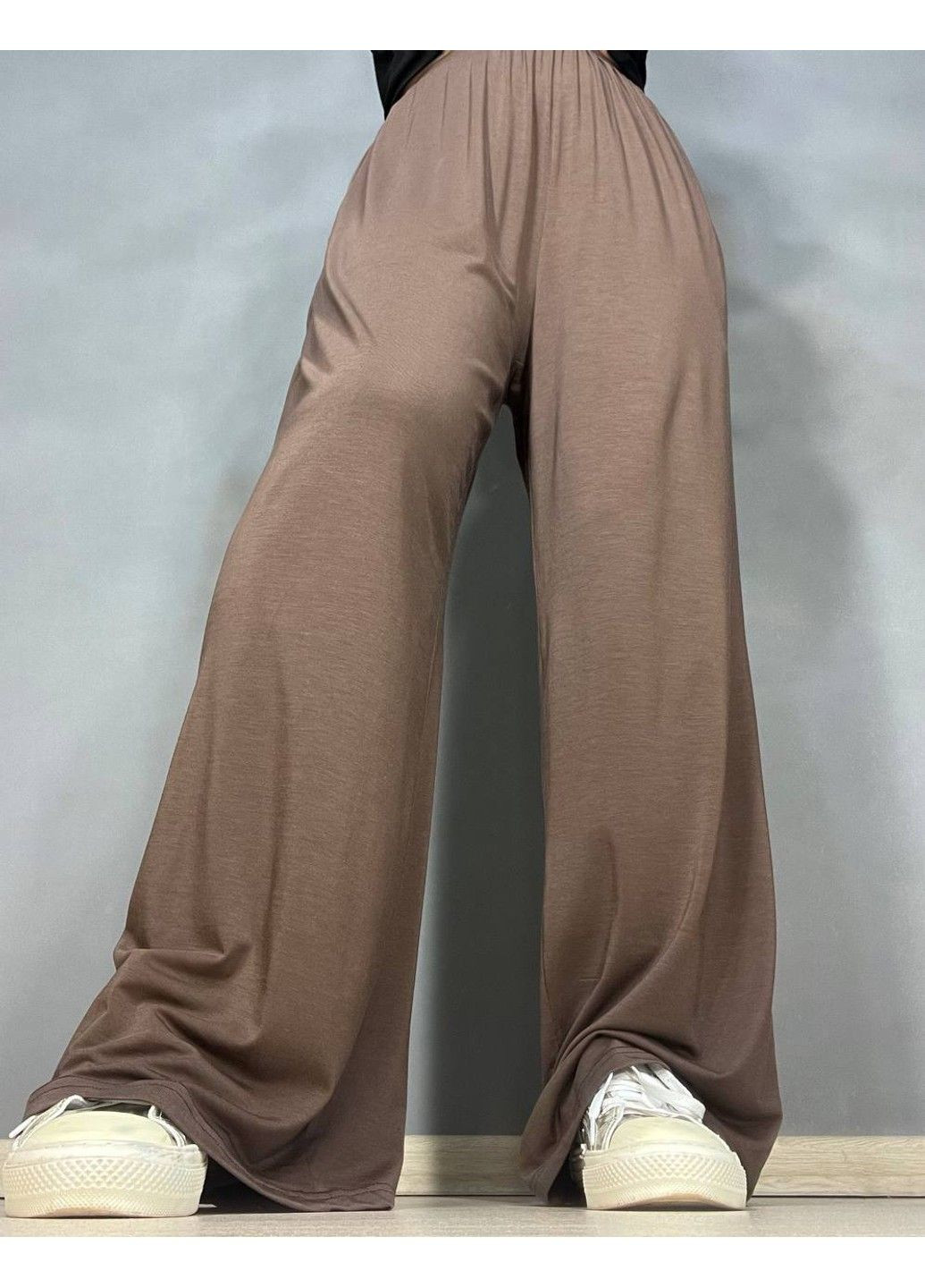 Брюки жіночі A-N 25060 палаццо на резинці з кишенями тонкий трикотаж вільний крій one size No Brand (317226794)