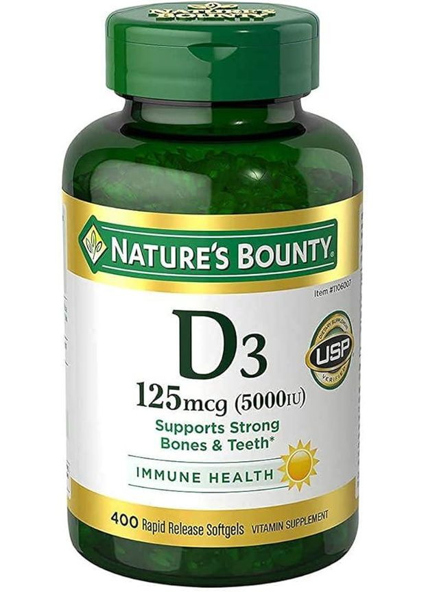 Вітаміни Vitamin D3 400 капсул (5000 мкг) Nature's Bounty (313293925)