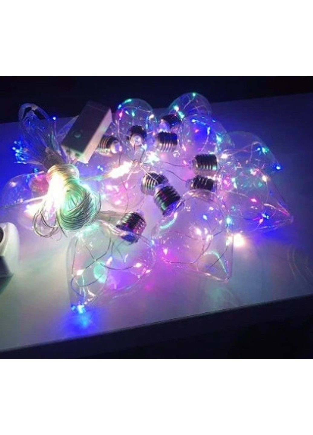 Гирлянда штора лампочки Сердце 3х1.5м 150 лед (10 нитей по 8 см) медный провод Мульти No Brand (331639770)