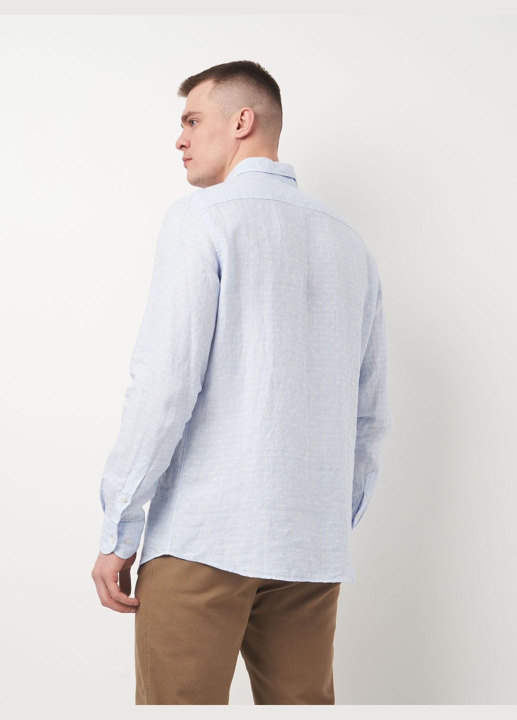 Голубой кэжуал рубашка однотонная Massimo Dutti