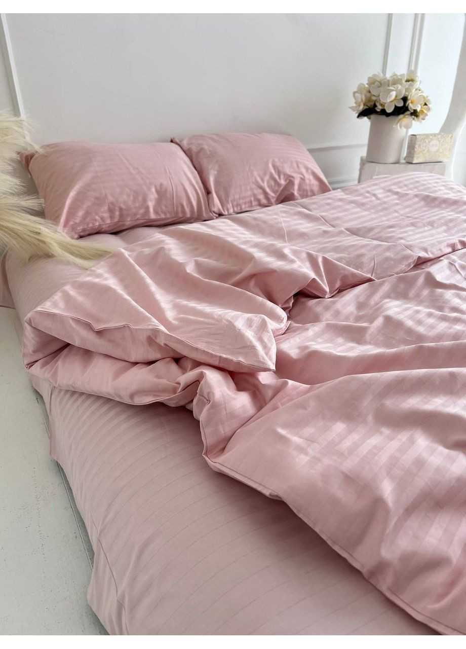 Комплект постельного белья евро размер No Brand беж страйп (370864770)