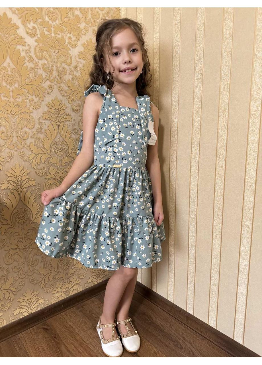 Зелёное летний детский сарафан на завязках зеленый Kodi (351902668)