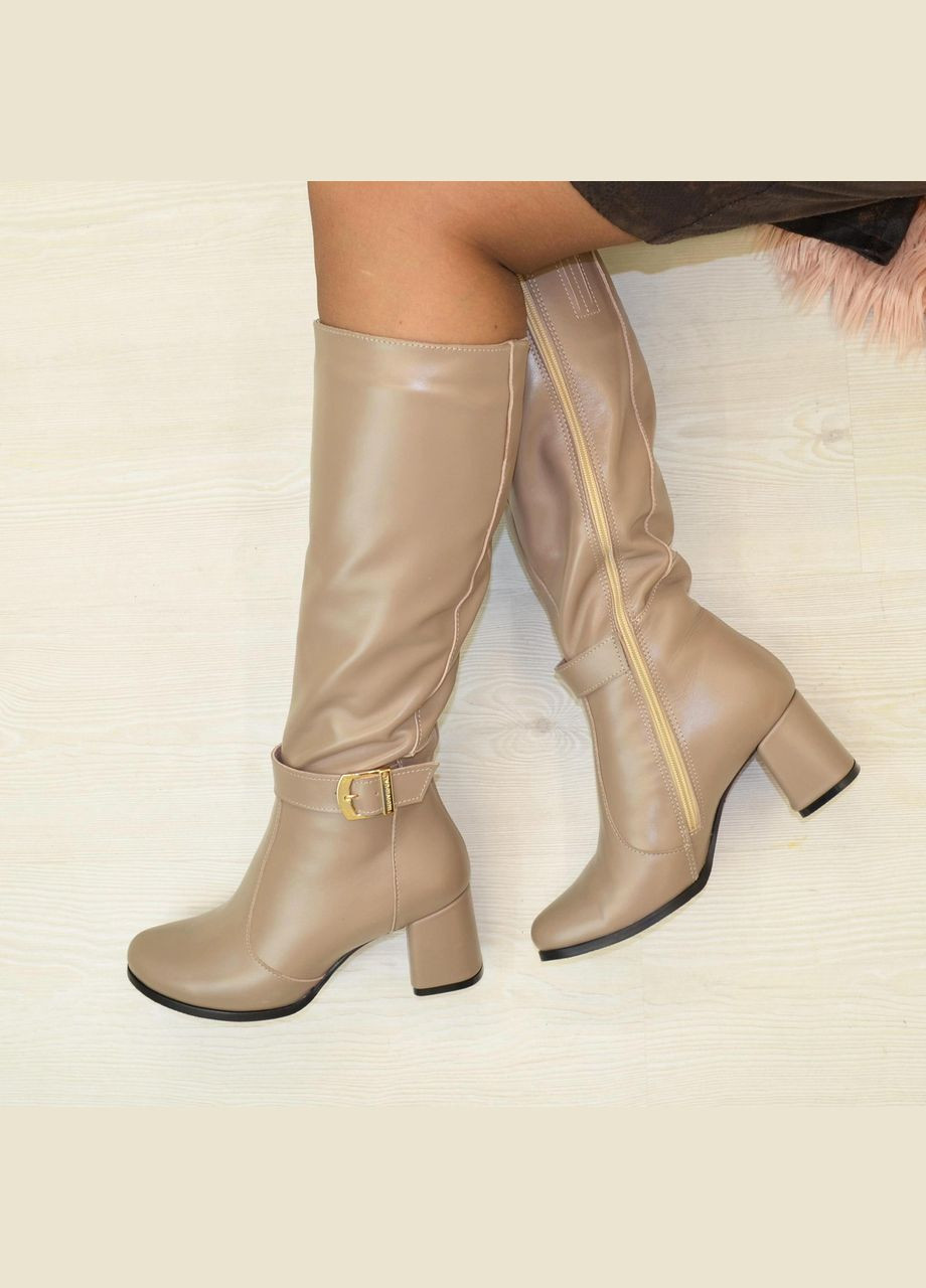 Осенние сапоги кожаные демисезонные женские. цвет визон. 38 размер Vasha para