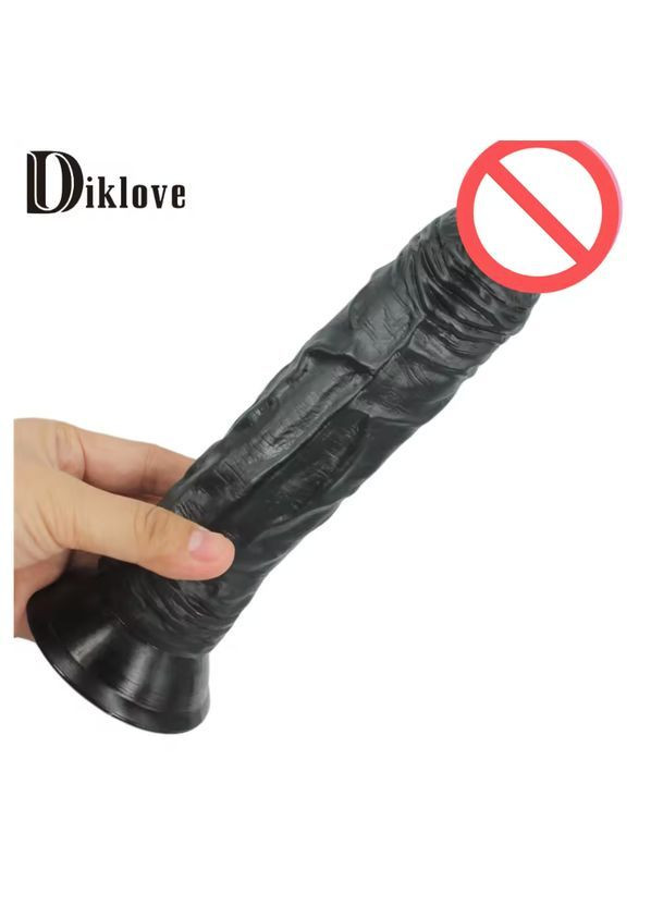 Реалістичний фалоімітатор на присосці L 21×4.5см, вагінальний та анальний стимулятор, м'який силікон чорний No Brand (366888630)