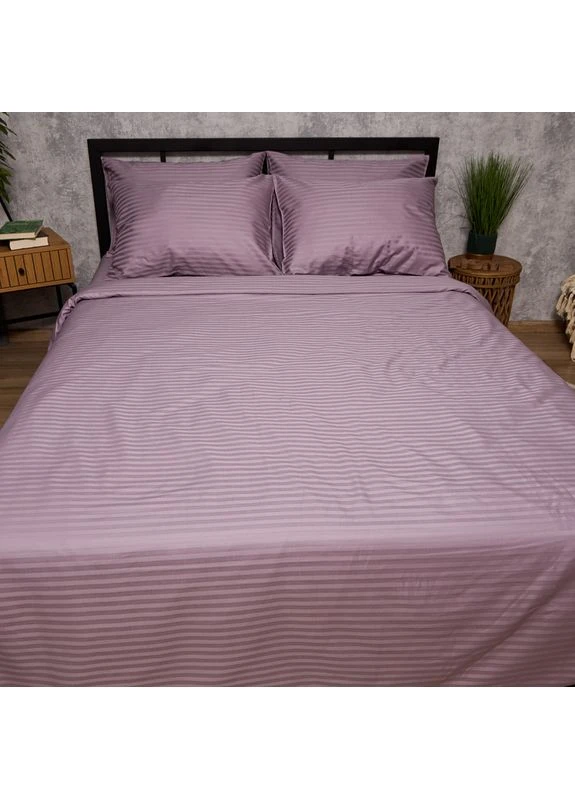 Комплект постільної білизни Satin Stripe Полуторний 143х210 наволочки 2х40х60 (MS-820013035) Moon&Star Lilac Dust (389747120)