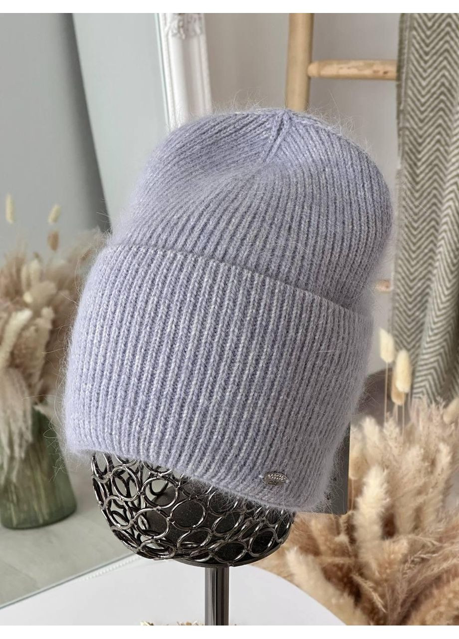 Шапка Atis теплая в стиле ангорка. Шапка двойная вязаная с отворотом на полном флисе No Brand (362917703)