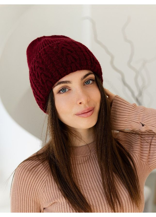 Женская вязаная шапка джулия 20% шерсть с отворотом No Brand (361309643)