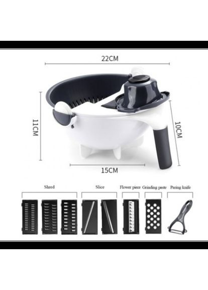 Терка овощерезка с контейнером Veg Cutter из нержавеющей стали и многофункциональная цвета /серый (CVT-2009 ) UNI (322127571)