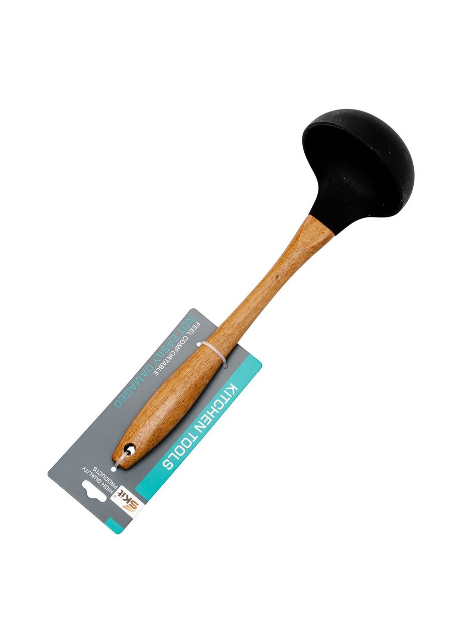 Ополоник силіконовий кухонний 27 (см) кухонний ополоник з силікону з дерев'яною ручкою для супу, бульйону HP-8-58 Jooki (358706295)