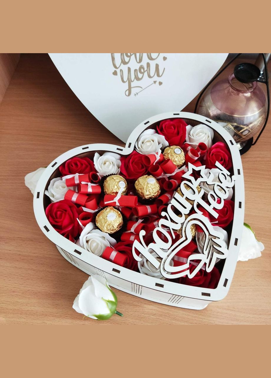 Бокс серце з цукерками Ferrero і 101 причиною «Чому я тебе кохаю» (ar58) No Brand (315888822)