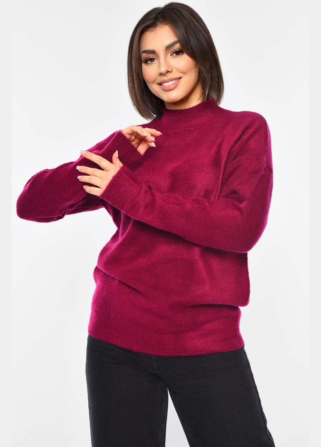 Рожевий демісезонний светр жіночий акриловий темно-рожевого кольору пуловер Let's Shop