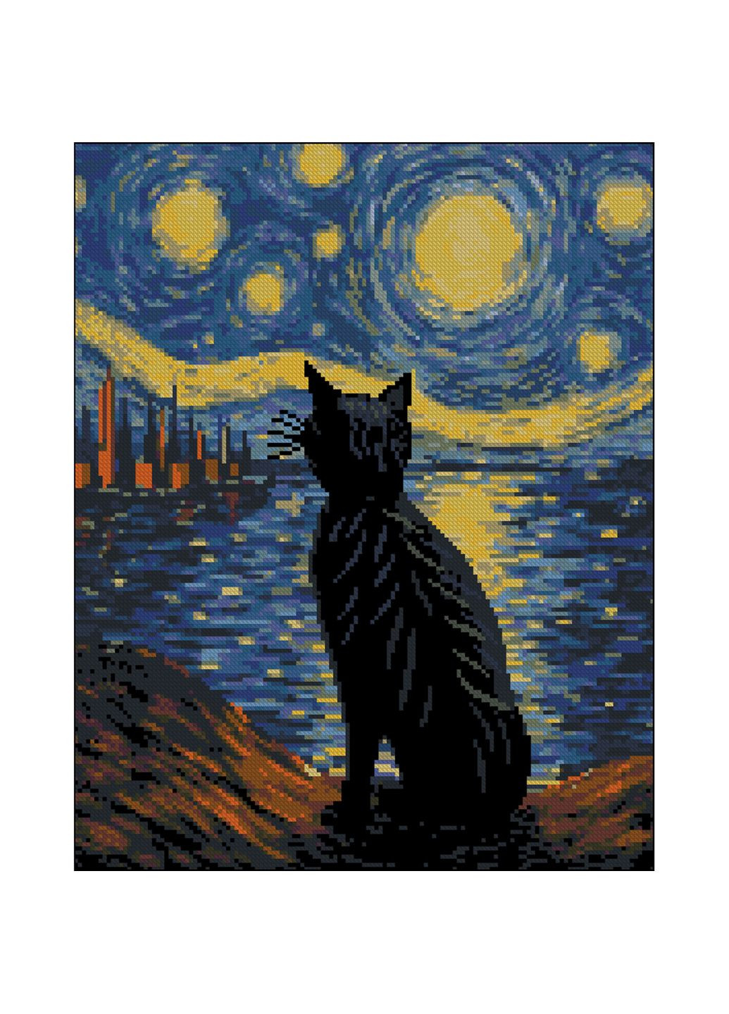 Алмазна мозаїка Зоряний кіт см картина з стразами для творчості вишивка 10+ Strateg (369760945)