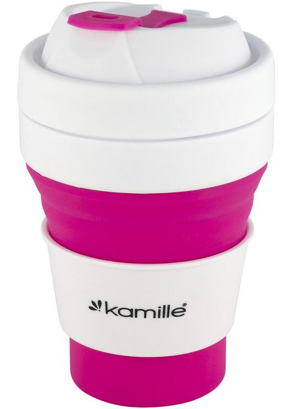 Спортивная складная бутылка для воды 350мл силиконовая розовая для активного отдыха поилка для питья Kamille (368986375)