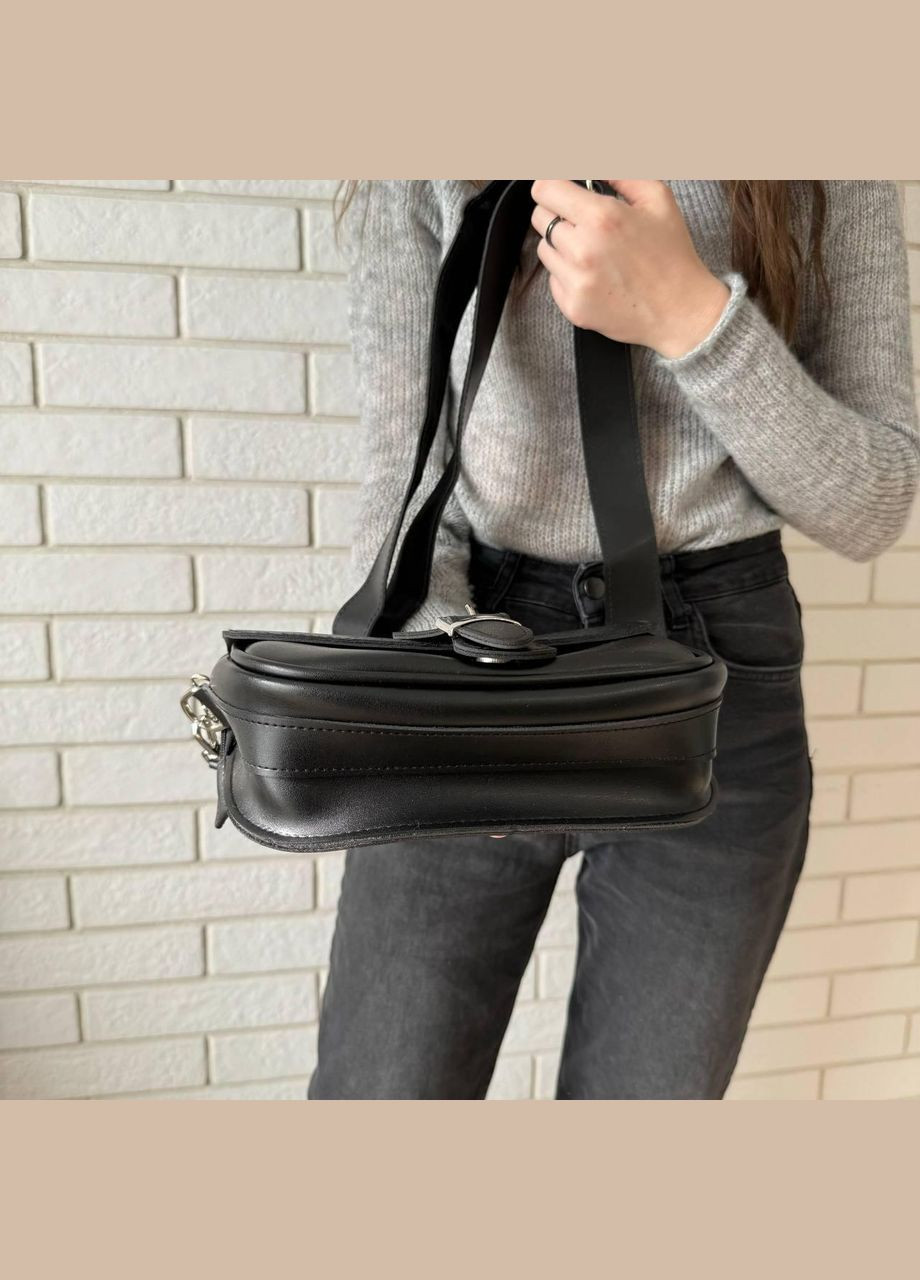 Сумка слінг бананка міні сумочка багет екошкіра під рептилію чорна (sku_1408) No Brand (330576666)