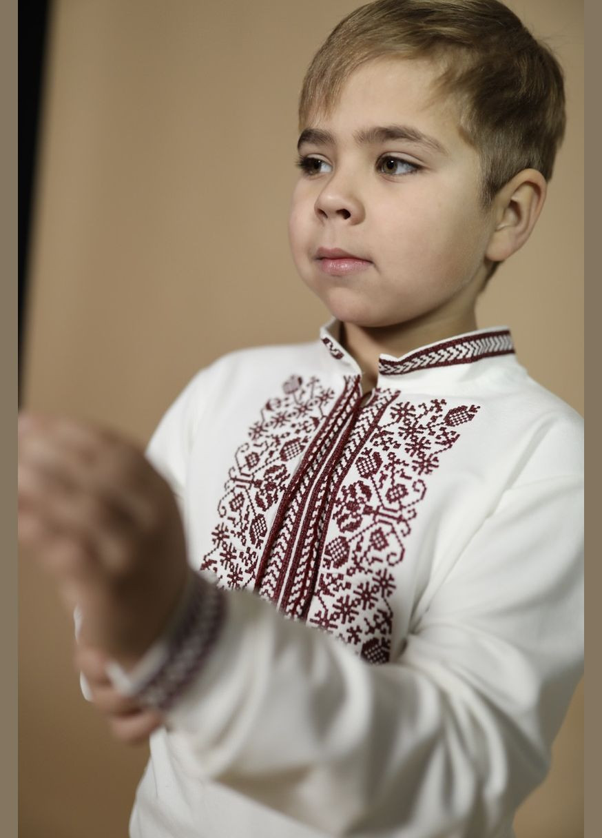 Вышиванка трикотажная детская для мальчика белая No Brand (341327797)