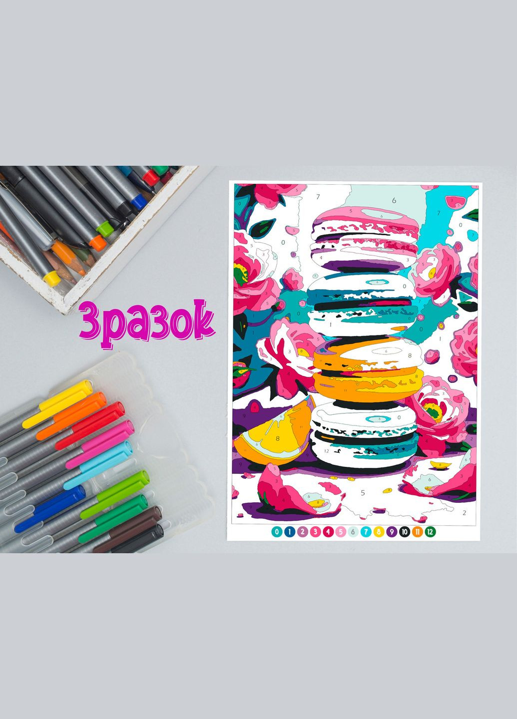 Творческий набор раскраски антистресс для взрослых и детей, по цифрам для рисования карандашами, маркерами, красками 7 шт. No Brand (331163186)