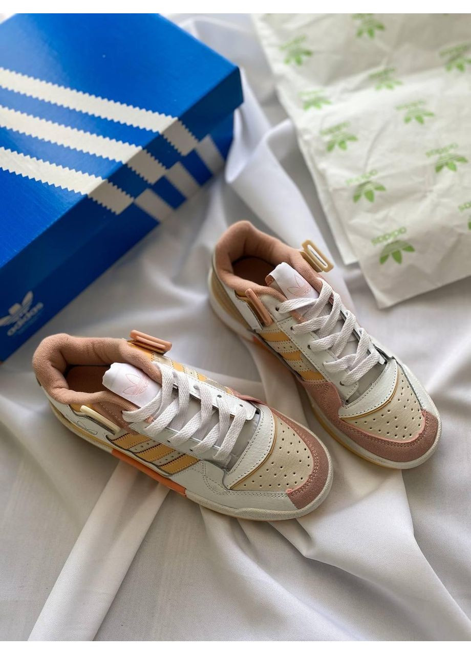 КРОССОВКИ ЖЕНСКИЕ ADIDAS FORUM 84 LOW WHITE ORANGE АДИДАС ФОРУМ 84 No Brand белые демисезоны (369393347)