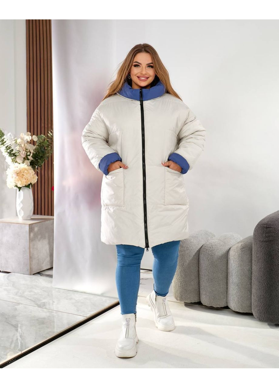 Синяя зимняя двухсторонняя куртка-пальто из водоотталкивающей ткани — замеры в описании! куртка-пальто Vione