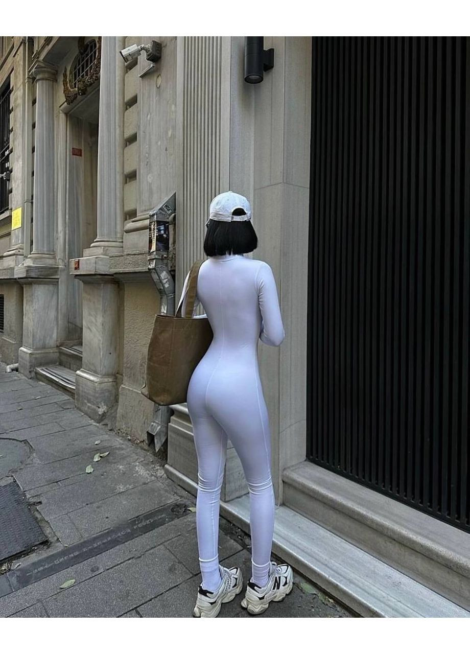 Женский комбинезон No Brand комбинезон-брюки однотонный белый спортивный, повседневный, кэжуал дайвинг, флис