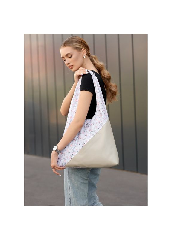 Женская сумка HOBO M белая с цветочным принтом. Sambag (369368702)