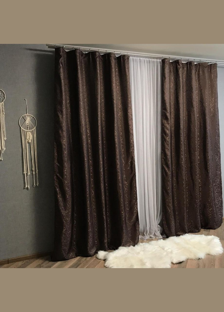 Однотонные мраморные шторы жаккард 2шт 2x150x270 см (П1Е101109-3) No Brand (308754852)