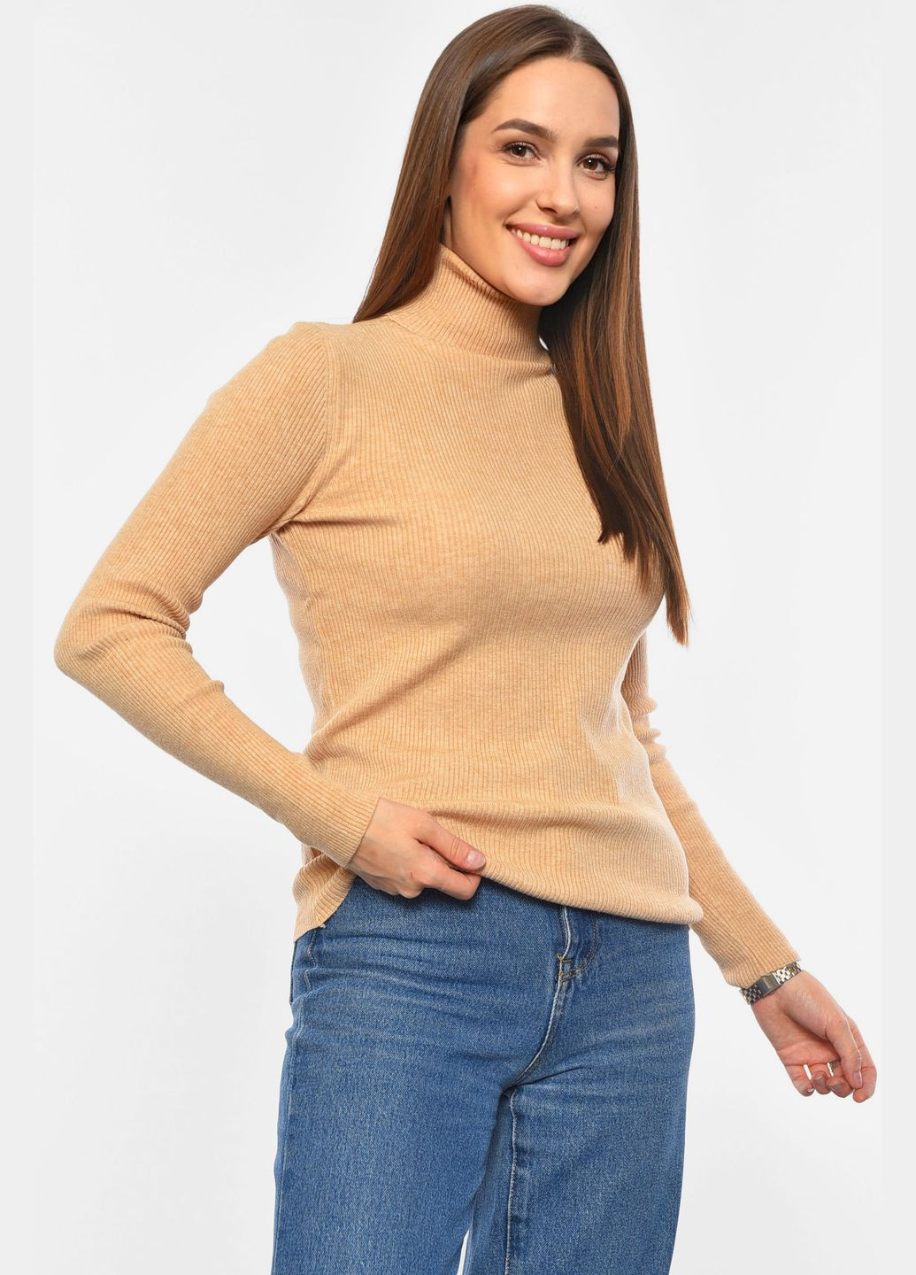 Гольф женский однотонный бежевого цвета Let's Shop (304971695)