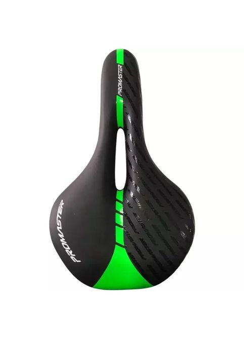 Сідло велосипедне «PROMASTER» спортивне, з отвором, чорно-зелене Pro Master (346270439)