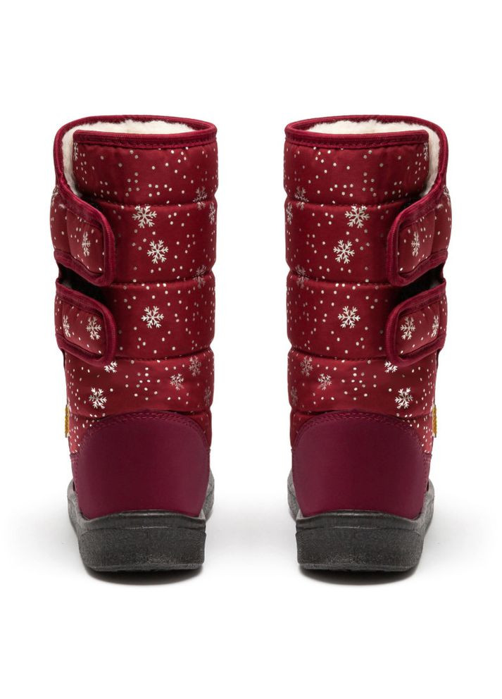 Зимние дутики женские в снежинки aurora бордовые Oldcom