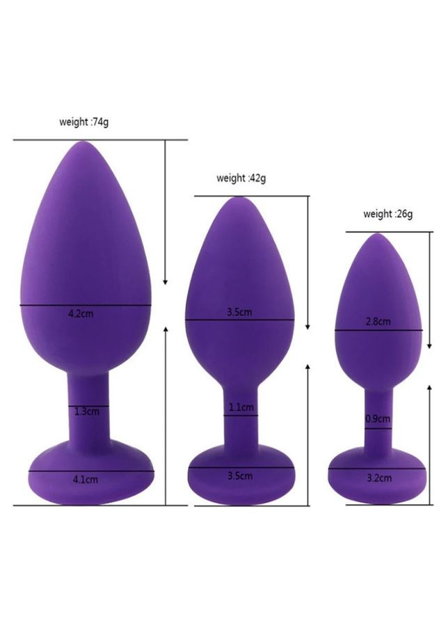 Набор из трех силиконовых анальных пробок с кристаллом красный S, M, L анальные игрушки No Brand (341309829)