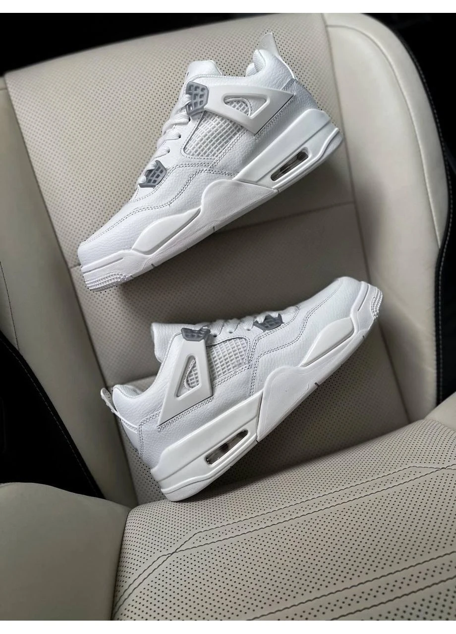 Белые летние кроссовки nike air jordan retro 4 white cement v2 найк аир джордан No Brand