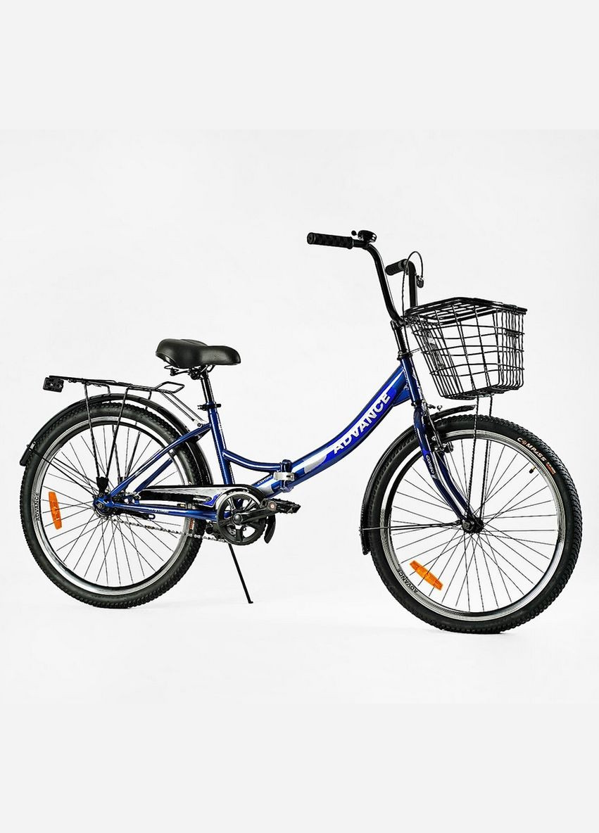 Велосипед складний 24``AD-24003 Advance одношвидкісний, складана сталева рама 14``, кошик, багажник (6800065240038) Corso (326098294)