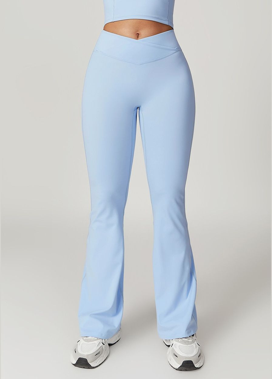 Черные спортивные женские брюки клеш, однотонный, высокая талия, для спорта, йоги, фитнеса, бега и активного отдыха Strunka (328558755)