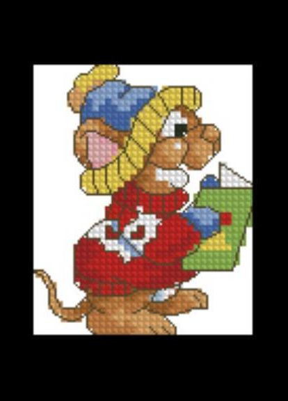 Набір для вишивання хрестиком. Розмір: 6*7 см Мишеня за читанням Лоскуток (315362377)