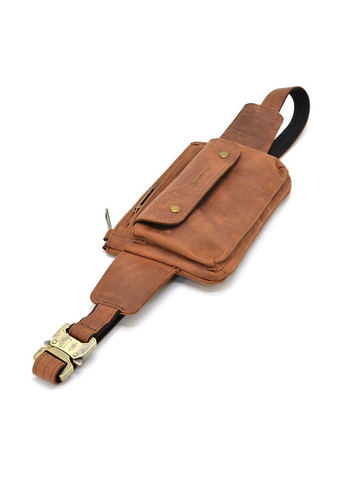 Сумка на пояс чоловіча шкіряна бананка через плече для телефону та для документів дорожня маленька Коричневий 40643 TARWA (361348799)