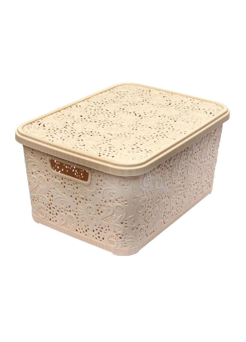 Корзина бокс контейнер с крышкой для хранения листов для А4 вещей аксессуаров 18 литров 20х28.5х39 см (482356-Prob) Бежевая Unbranded (373703776)