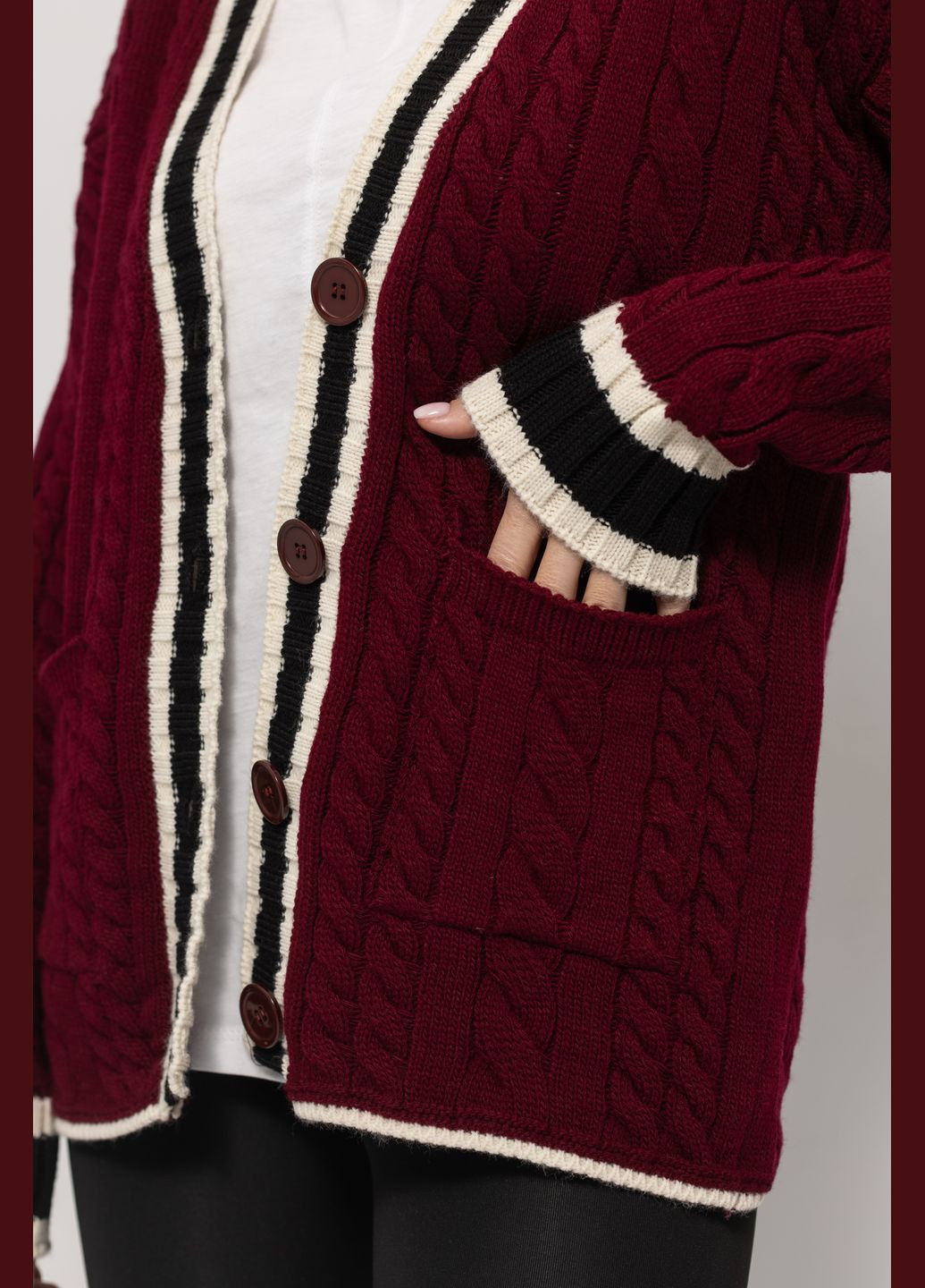 Теплий жіночий кардиган з косичками на ґудзиках Lurex (315056576)