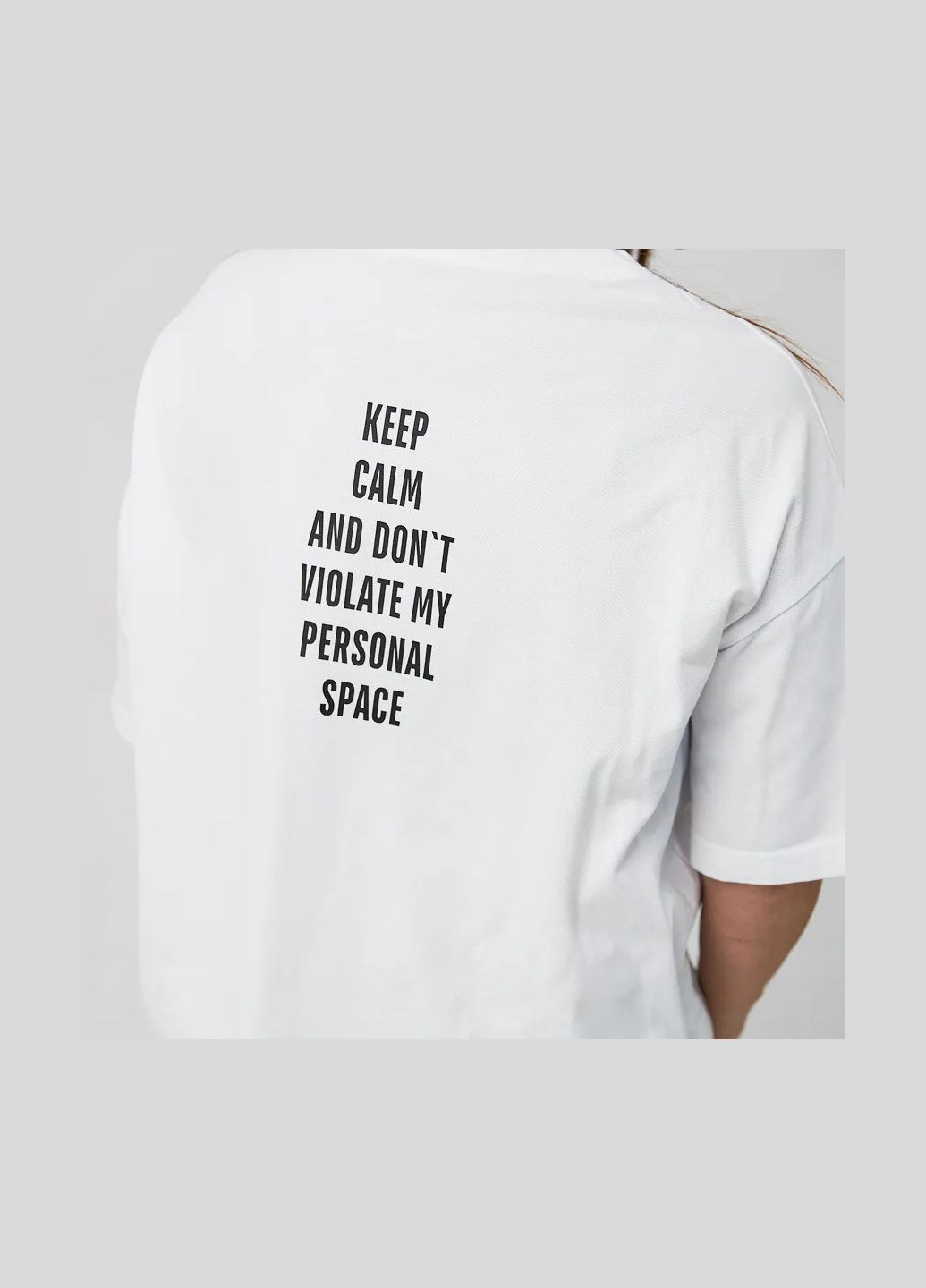 Женская футболка оверсайз "Keep calm" белого цвета (1111L901) No Brand - (335812104)