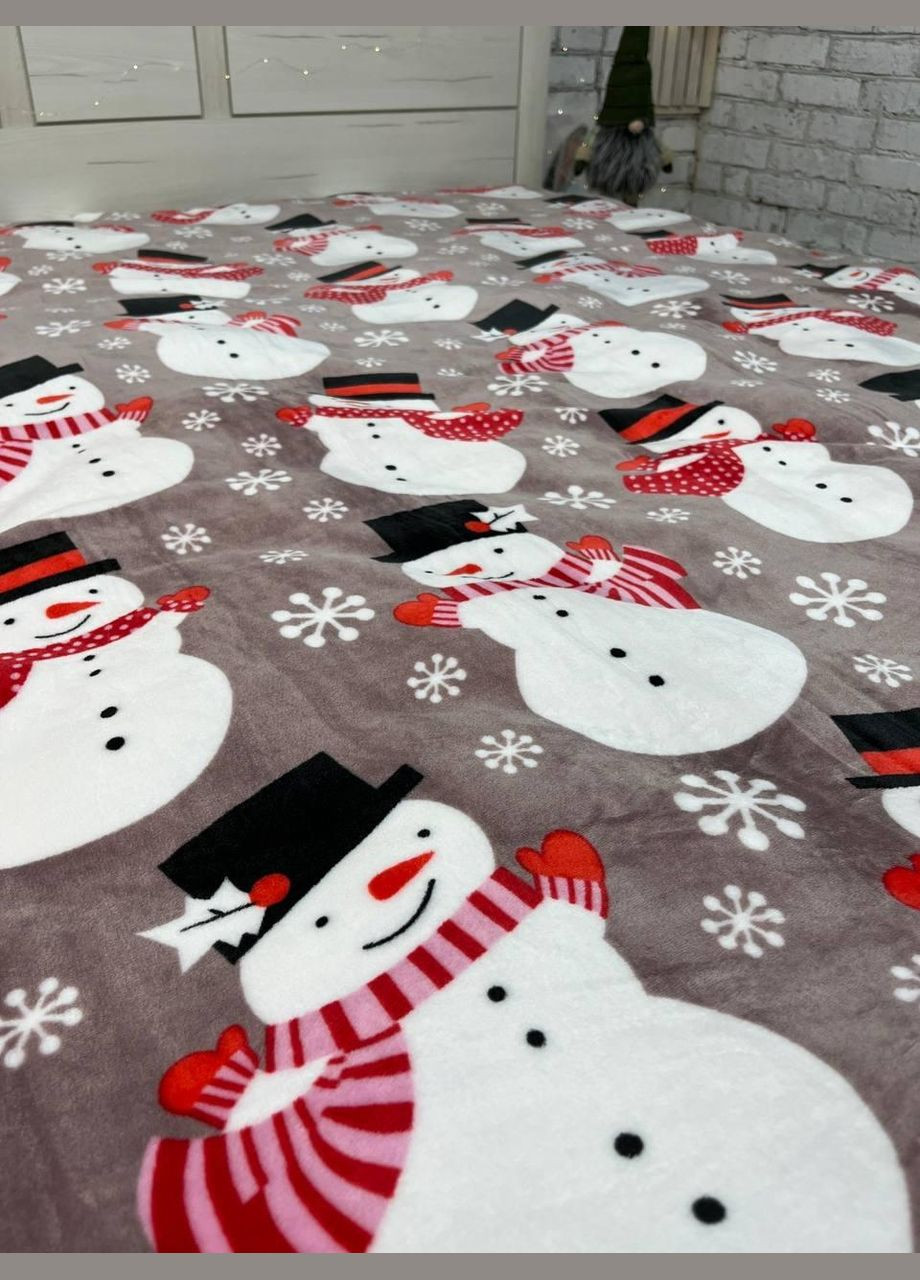 Плед новогодний теплый на кровать флисовое Серый 200х215 см No Brand (308755278)