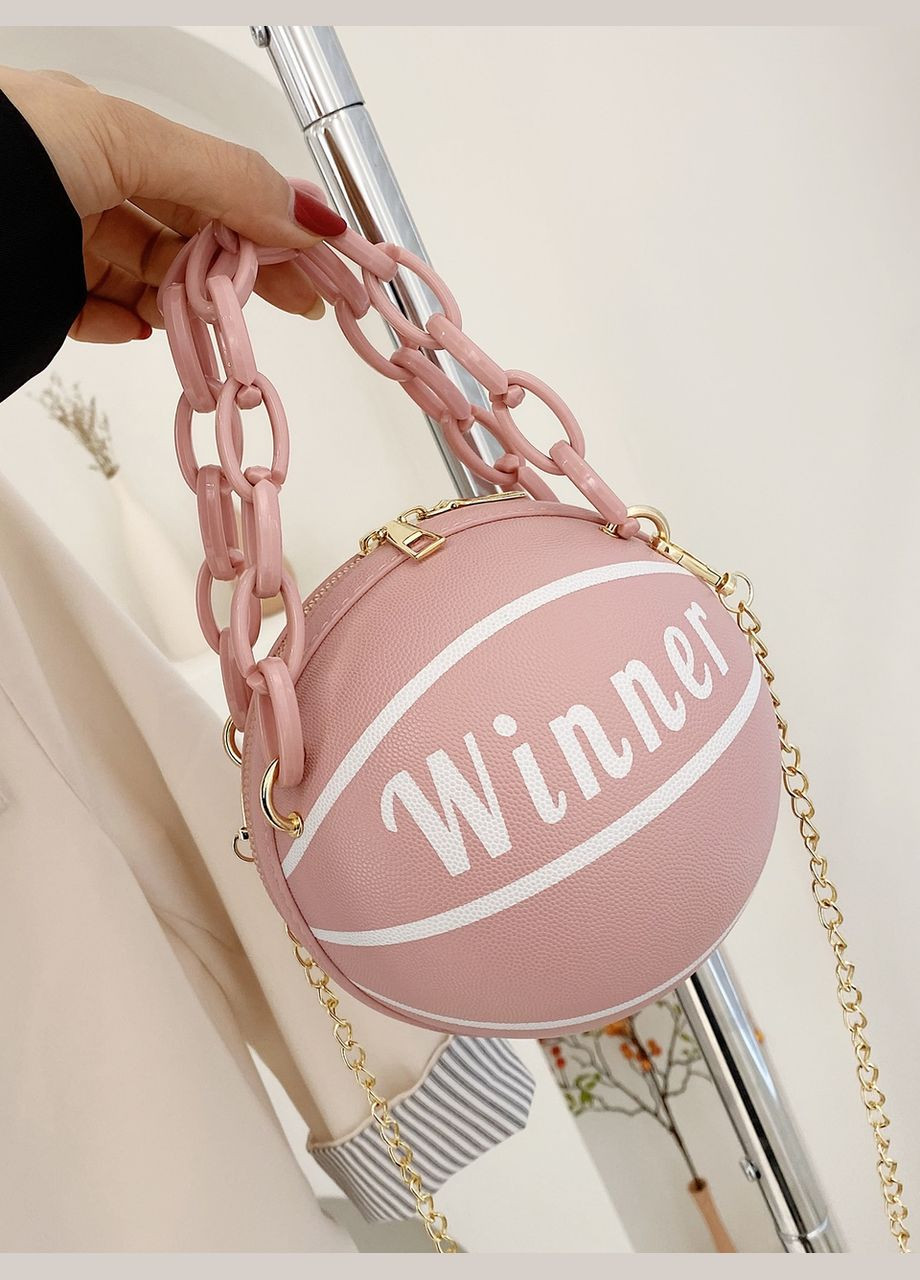 Жіноча кругла сумка WINNER м'яч на ланцюжку рожева No Brand (344446772)