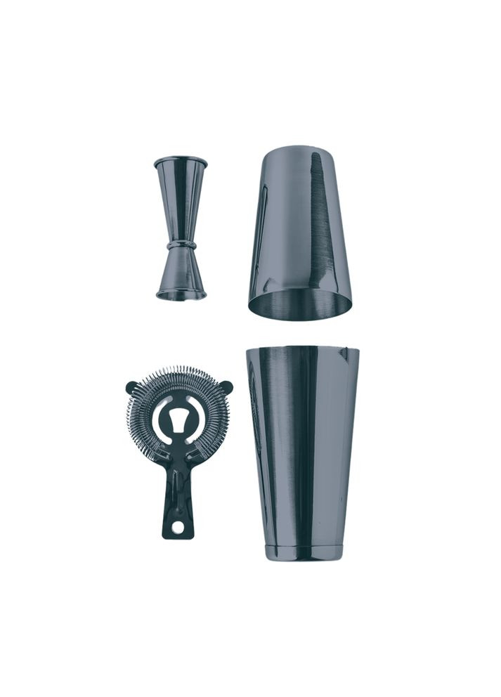 Комплект бармена для приготування коктейлів шейкер, джиггер, стрейнер. Подарунковий набір для бармена 3в1 No Brand (337342260)