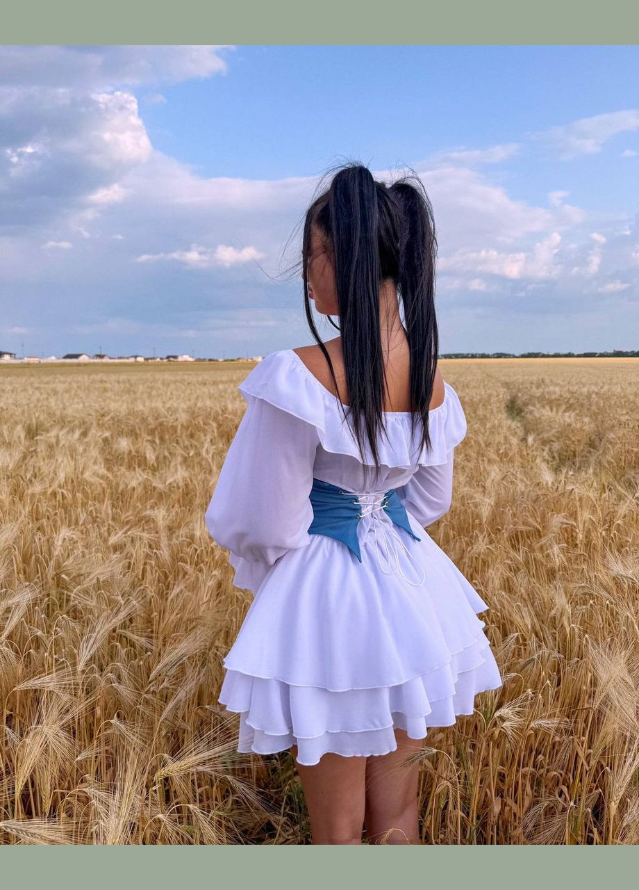 Белое нежное женское платье с корсетом No Brand