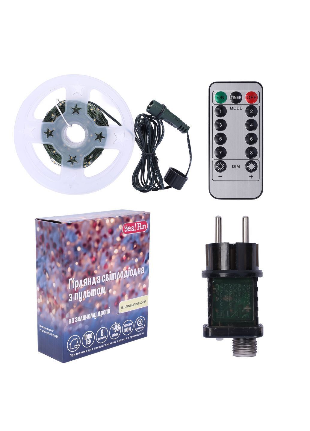 Електрогірлянда Нитка 1000 LED 100 м Тепло-білий (975128) YES! Fun (368290293)