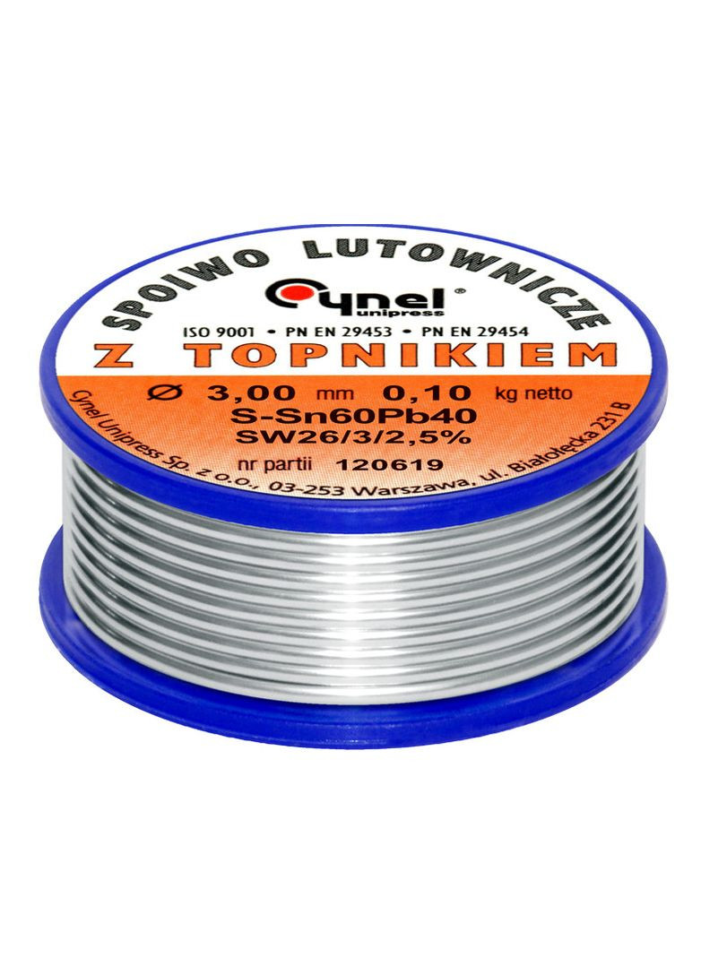 Припій з флюсом 3.0 мм 100г Sn60Pb40-SW26 Cynel (342100859)