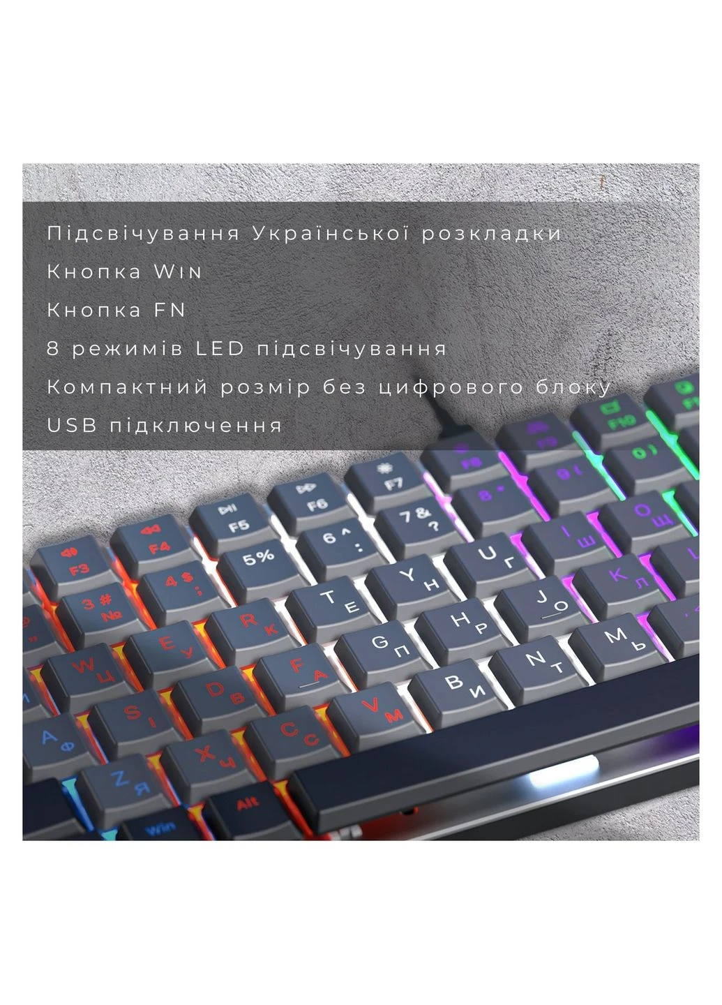 Клавіатура (MK140R) GAMEPRO MK140R Red Swich Low Profile USB Dark Gray (316223093)