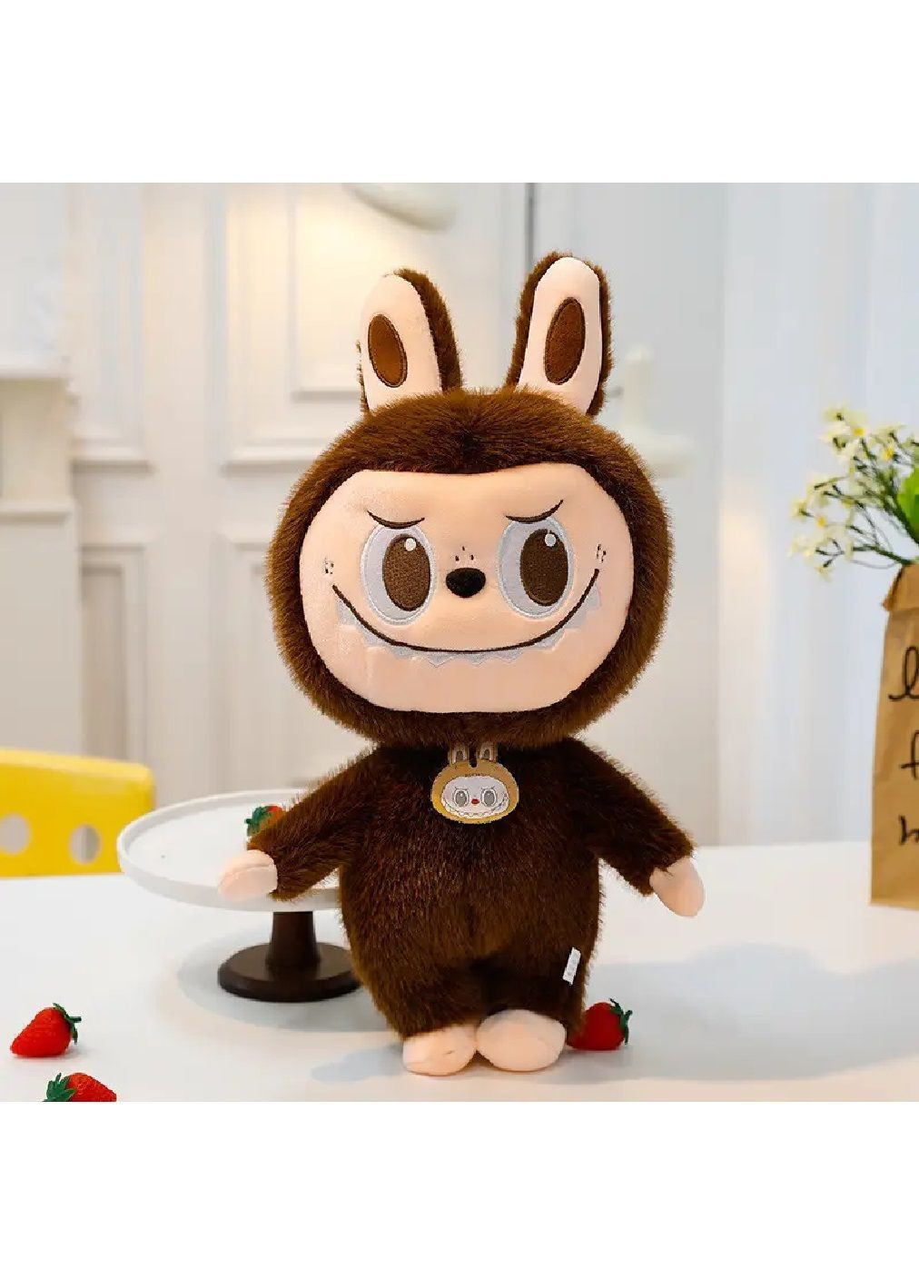 Велика плюшева іграшка-обіймашка подушка Лабубу для дітей дівчаток хлопчиків від 3 років 27 см (481976-Prob) Коричнева Unbranded (369239156)