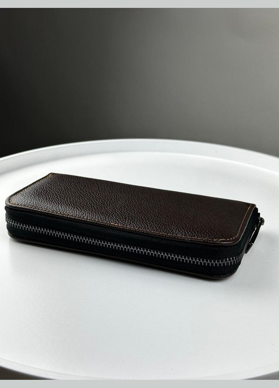 Шкіряний клатч-гаманець із натуральної зернистої шкіри SV003 (коричневий) No Brand (293337560)